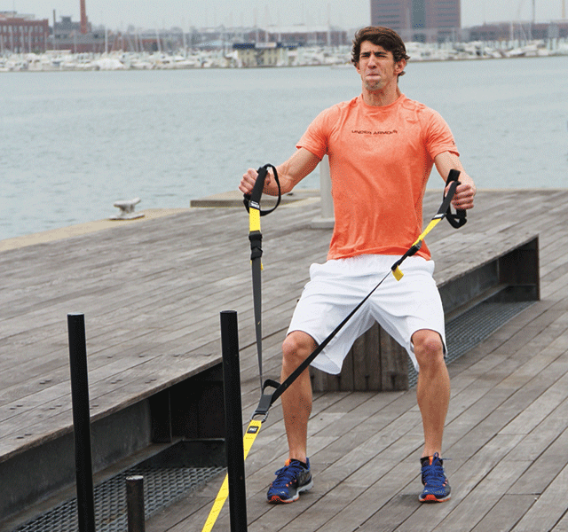 Michael Phelps treinando com TRX